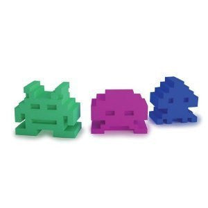 Kikkerland Space Invader Erasers, Set of 3